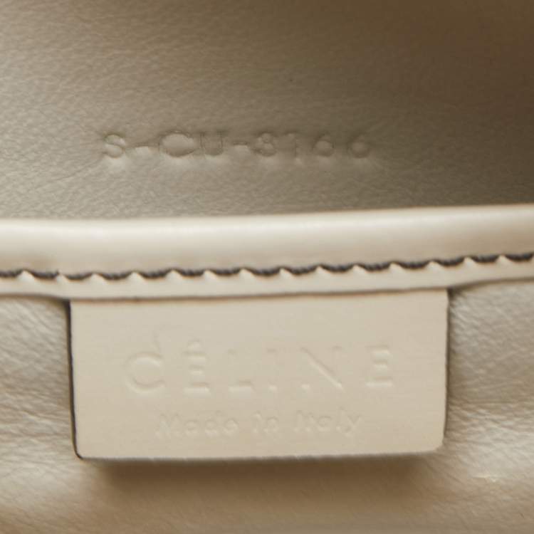 Pre Owned Céline White/Black Leather Nano Luggage Tote