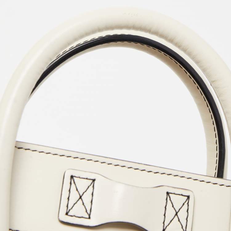 Pre Owned Céline White/Black Leather Nano Luggage Tote