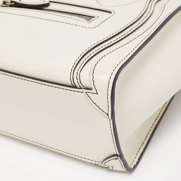 Pre Owned Céline White/Black Leather Nano Luggage Tote