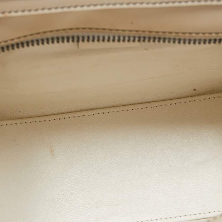 Pre Owned Céline White/Black Leather Nano Luggage Tote