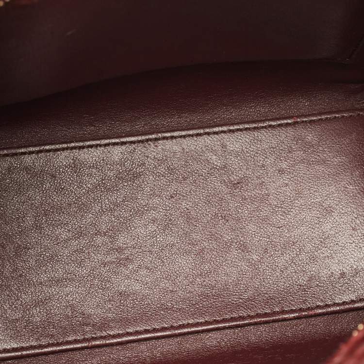 Pre Owned Celine Dark Burgundy Python Nano Luggage Tote