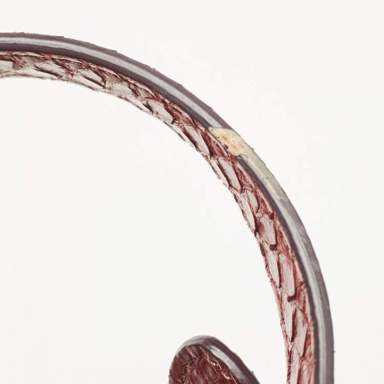 Pre Owned Celine Dark Burgundy Python Nano Luggage Tote