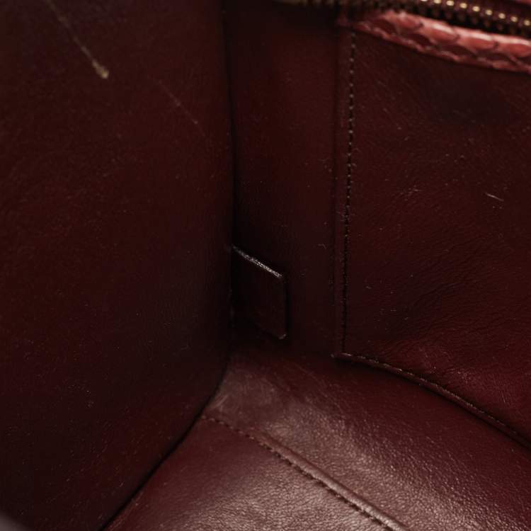 Pre Owned Celine Dark Burgundy Python Nano Luggage Tote