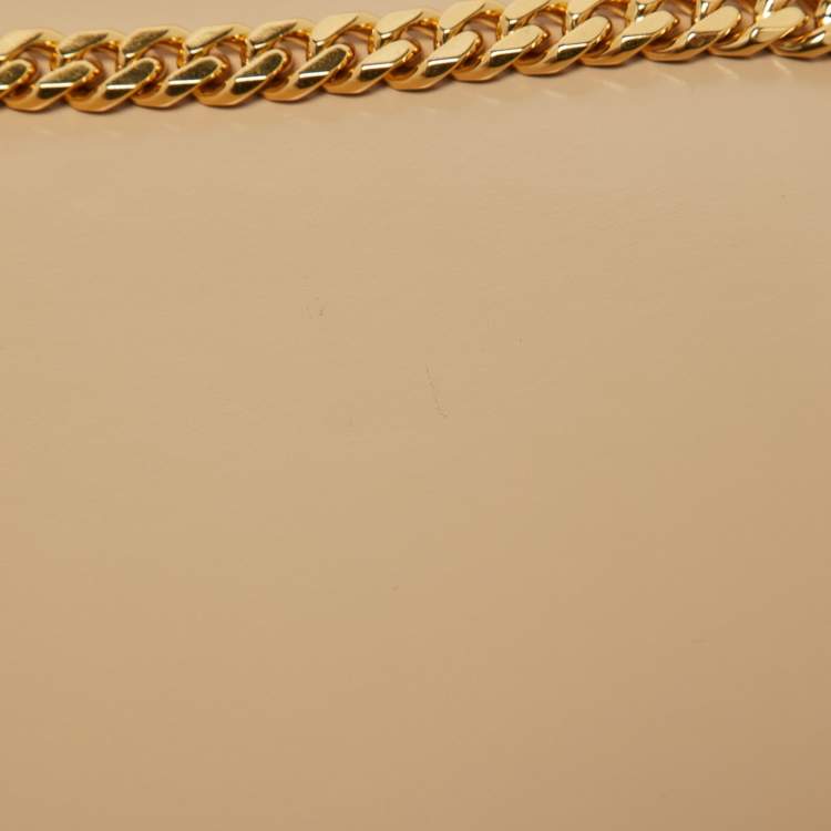 Pre Owned Celine Beige Leather Besace Triomphe Chain Bag