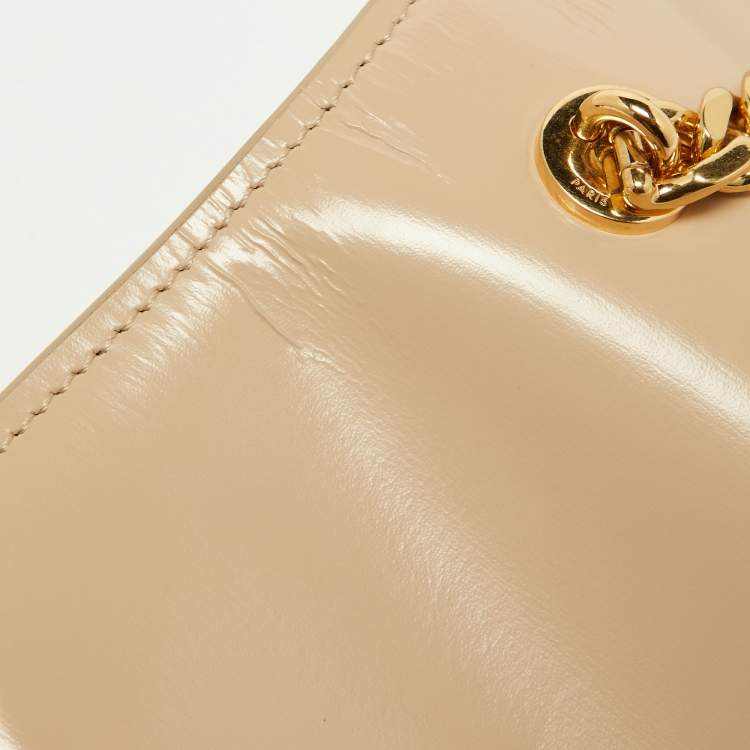 Pre Owned Celine Beige Leather Besace Triomphe Chain Bag