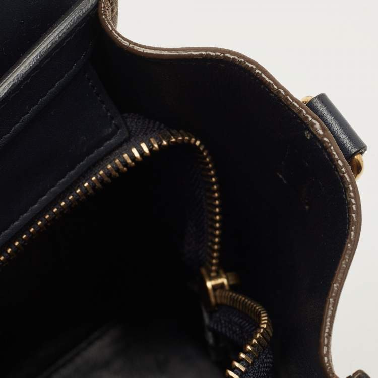 Pre Owned Celine Tricolor Leather and Watersnake Nano Luggage Tote