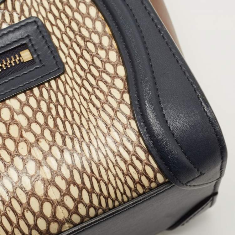 Pre Owned Celine Tricolor Leather and Watersnake Nano Luggage Tote