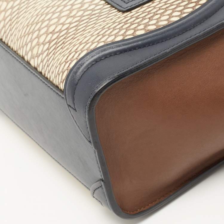 Pre Owned Celine Tricolor Leather and Watersnake Nano Luggage Tote