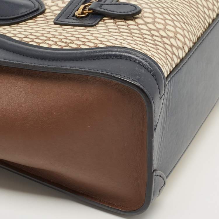 Pre Owned Celine Tricolor Leather and Watersnake Nano Luggage Tote