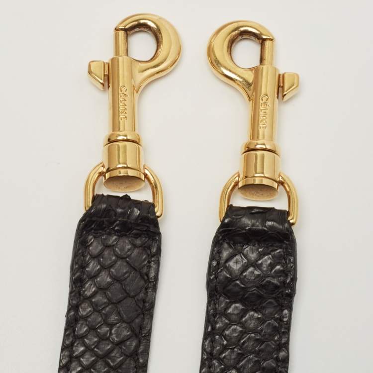 Pre Owned Celine Black Python and Suede Medium Trapeze Top Handle Bag