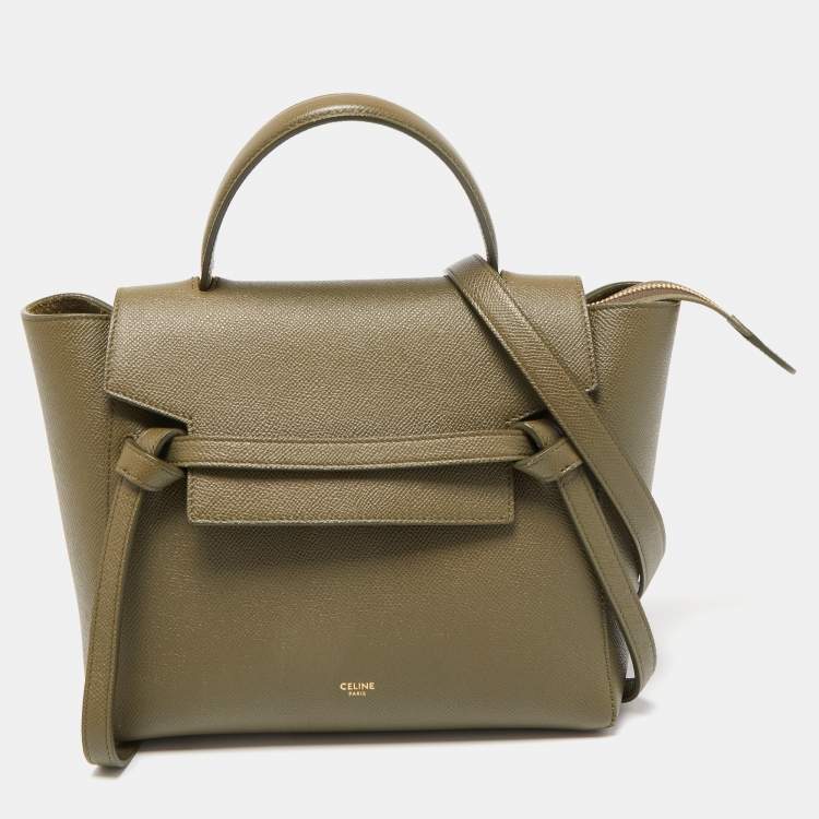 CELINE Belt Bag Micro Leather Gray Women W 24cm Japan [Used]