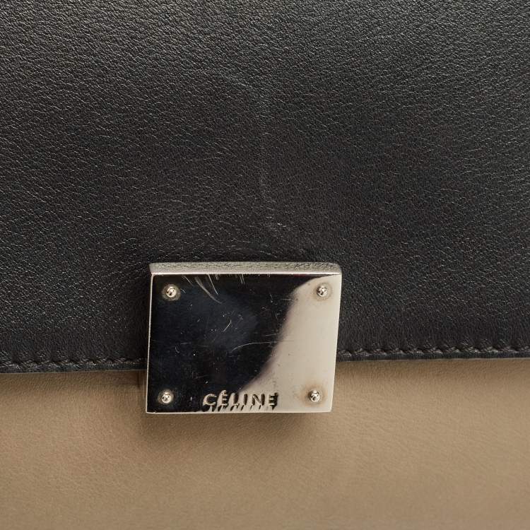 Pre Owned Celine Tri Color Leather and Suede Medium Trapeze Bag