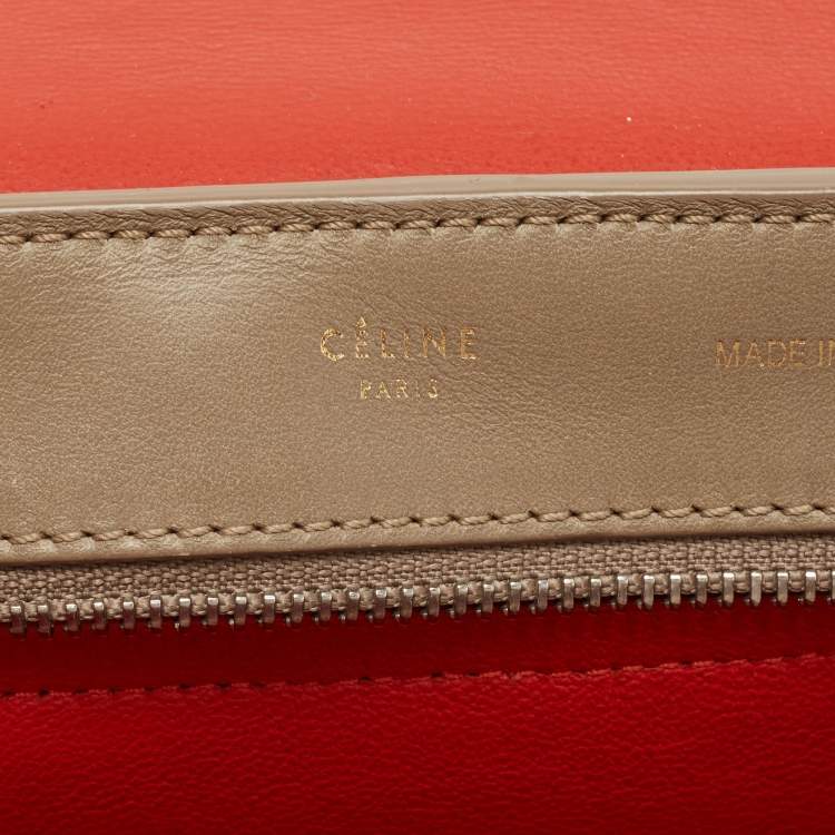 Pre Owned Celine Tri Color Leather and Suede Medium Trapeze Bag