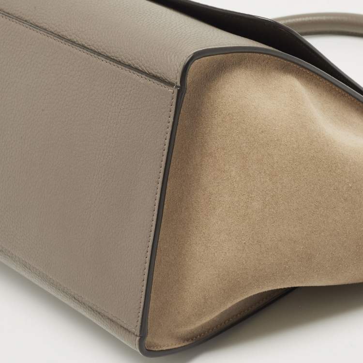 Pre Owned Celine Grey Leather and Suede Small Trapeze Bag
