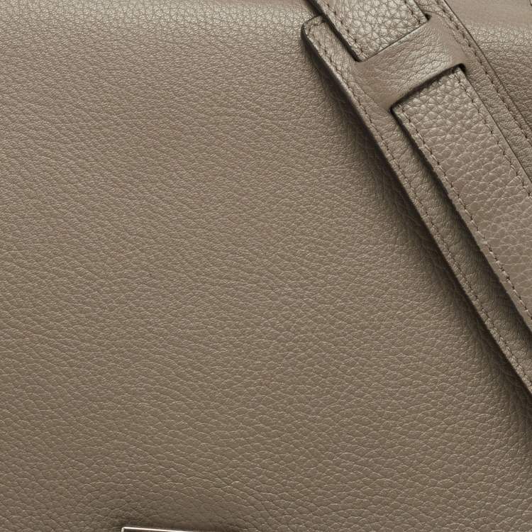 Pre Owned Celine Grey Leather and Suede Small Trapeze Bag