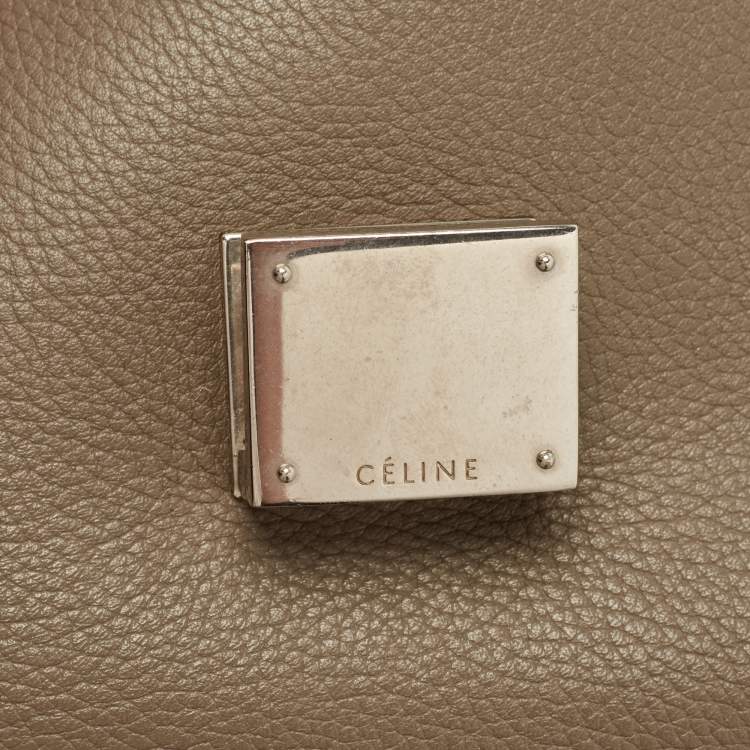 Pre Owned Celine Grey Leather and Suede Small Trapeze Bag