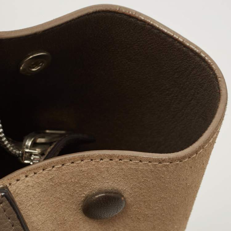 Pre Owned Celine Grey Leather and Suede Small Trapeze Bag