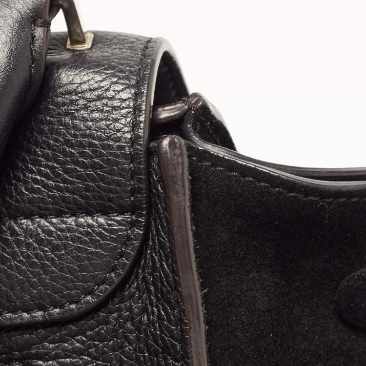 Pre Owned Celine Black Leather and Suede Large Trapeze Top Handle Bag