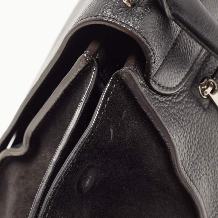 Pre Owned Celine Black Leather and Suede Large Trapeze Top Handle Bag