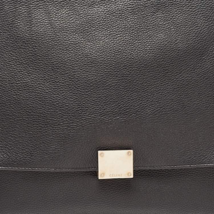 Pre Owned Celine Black Leather and Suede Large Trapeze Top Handle Bag