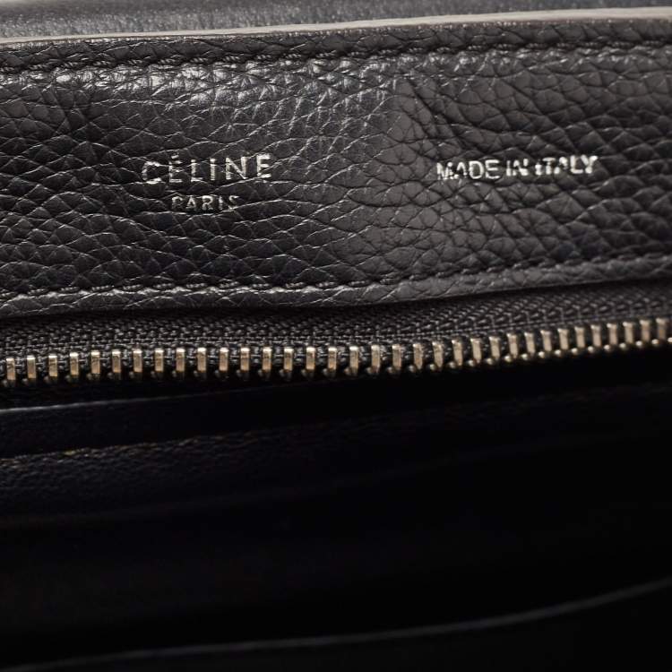 Pre Owned Celine Black Leather and Suede Large Trapeze Top Handle Bag