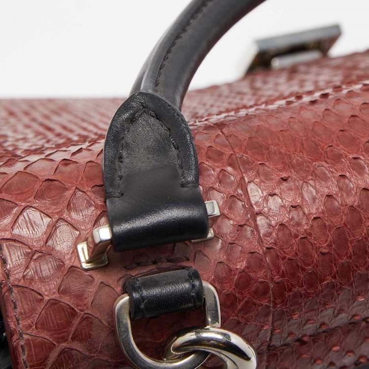 Pre Owned Celine Tricolor Python and Leather Medium Trapeze Top Handle Bag