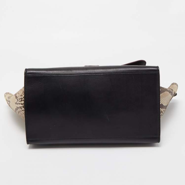 Pre Owned Celine Tricolor Python and Leather Medium Trapeze Top Handle Bag