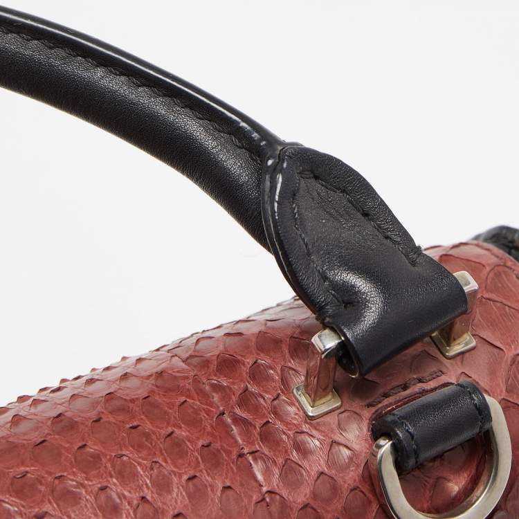 Pre Owned Celine Tricolor Python and Leather Medium Trapeze Top Handle Bag