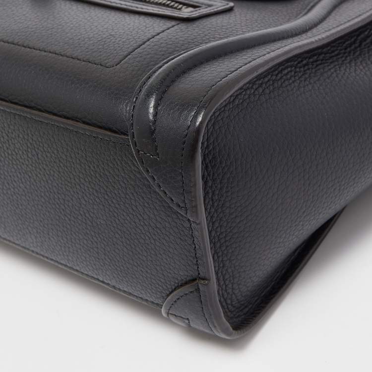 Pre Owned Celine Black Leather Nano Luggage Tote