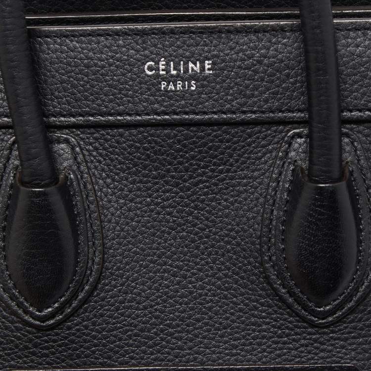 Pre Owned Celine Black Leather Nano Luggage Tote