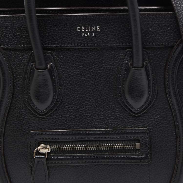Pre Owned Celine Black Leather Nano Luggage Tote