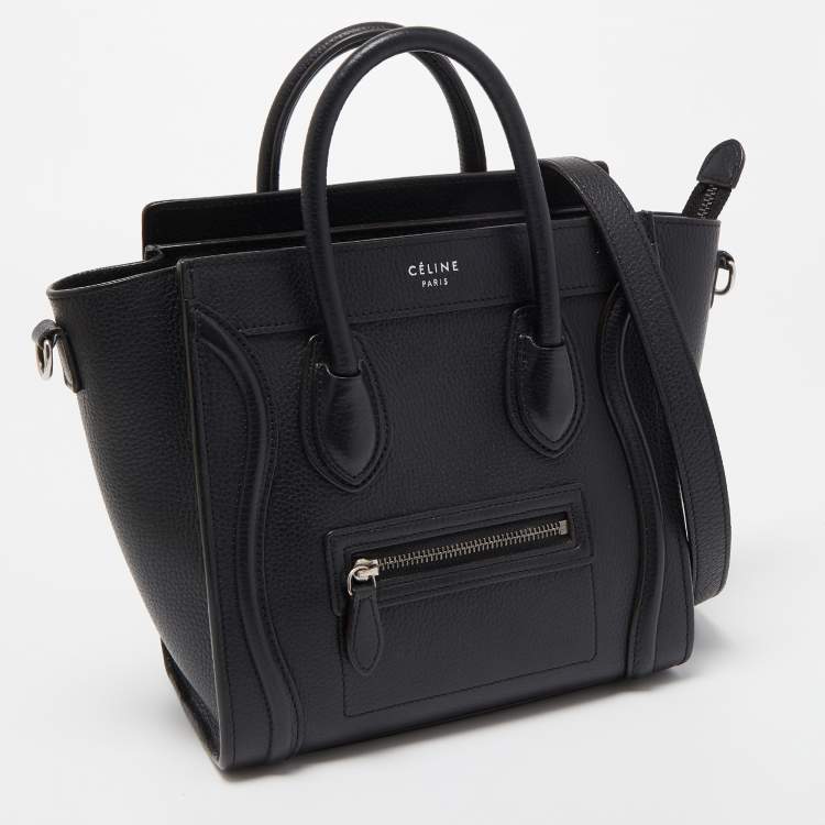 Pre Owned Celine Black Leather Nano Luggage Tote