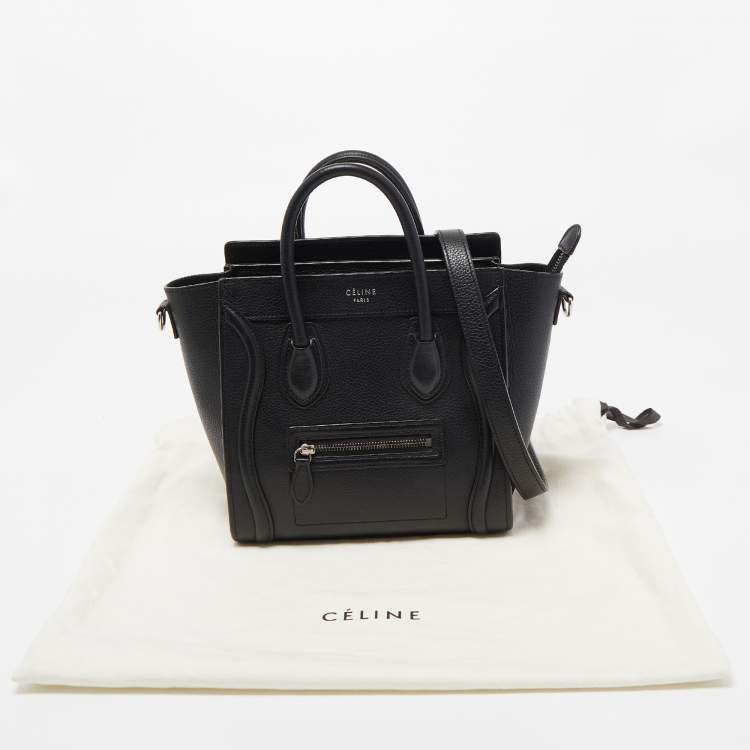 Pre Owned Celine Black Leather Nano Luggage Tote