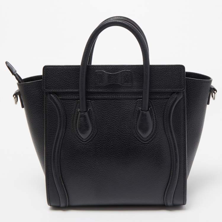 Pre Owned Celine Black Leather Nano Luggage Tote