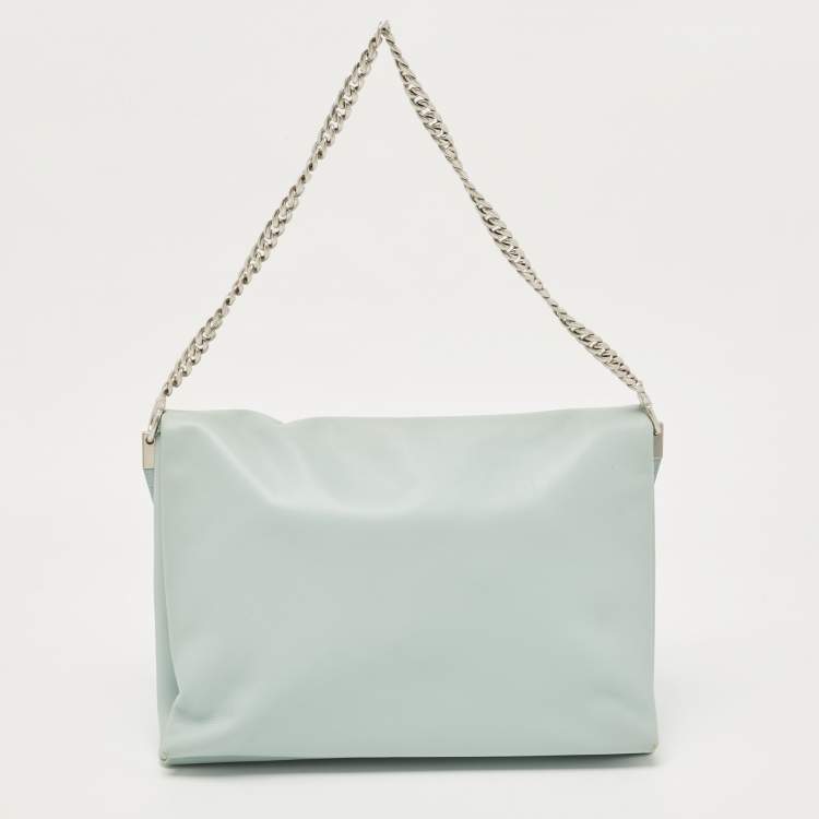 Pre Owned Celine Light Blue Leather Blade Flap Shoulder Bag