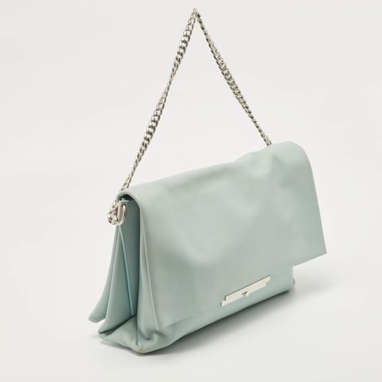 Pre Owned Celine Light Blue Leather Blade Flap Shoulder Bag