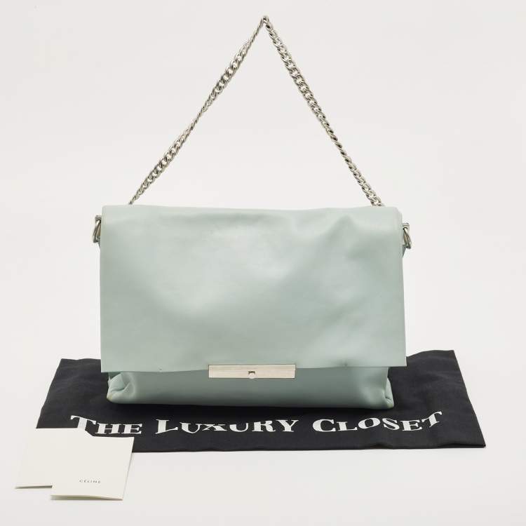 Pre Owned Celine Light Blue Leather Blade Flap Shoulder Bag