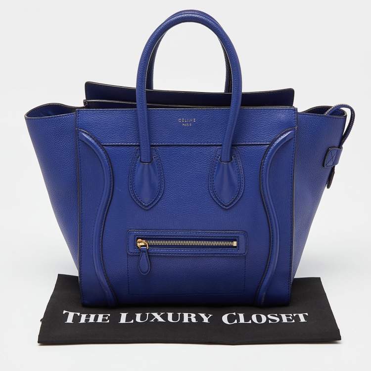 Pre Owned Celine Blue Leather Mini Luggage Tote