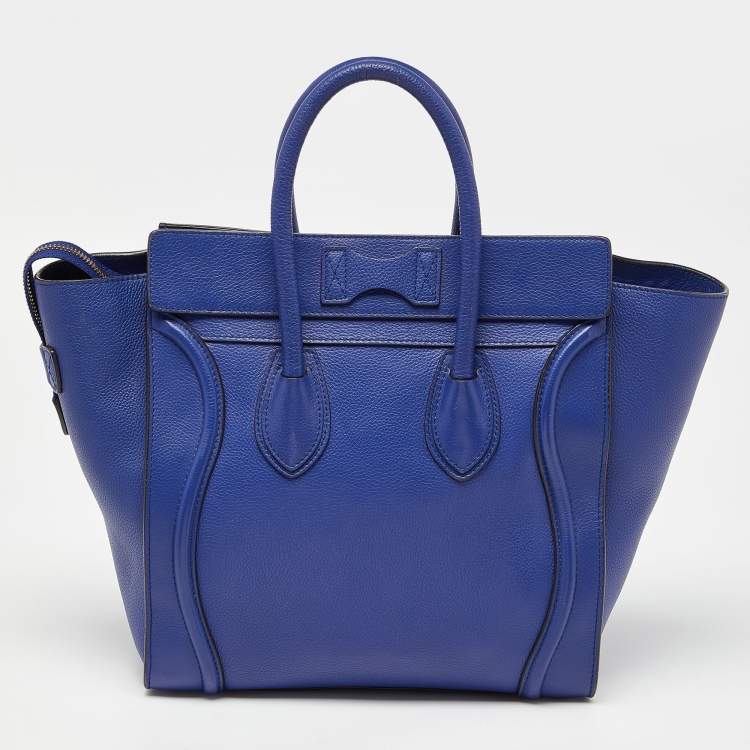 Pre Owned Celine Blue Leather Mini Luggage Tote