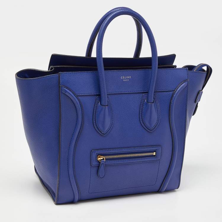 Pre Owned Celine Blue Leather Mini Luggage Tote