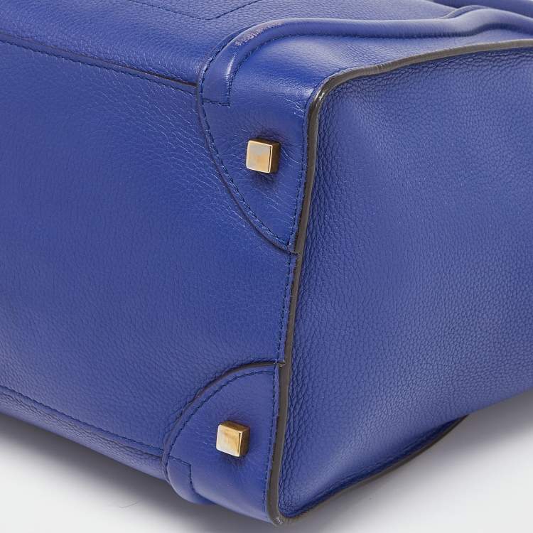 Pre Owned Celine Blue Leather Mini Luggage Tote