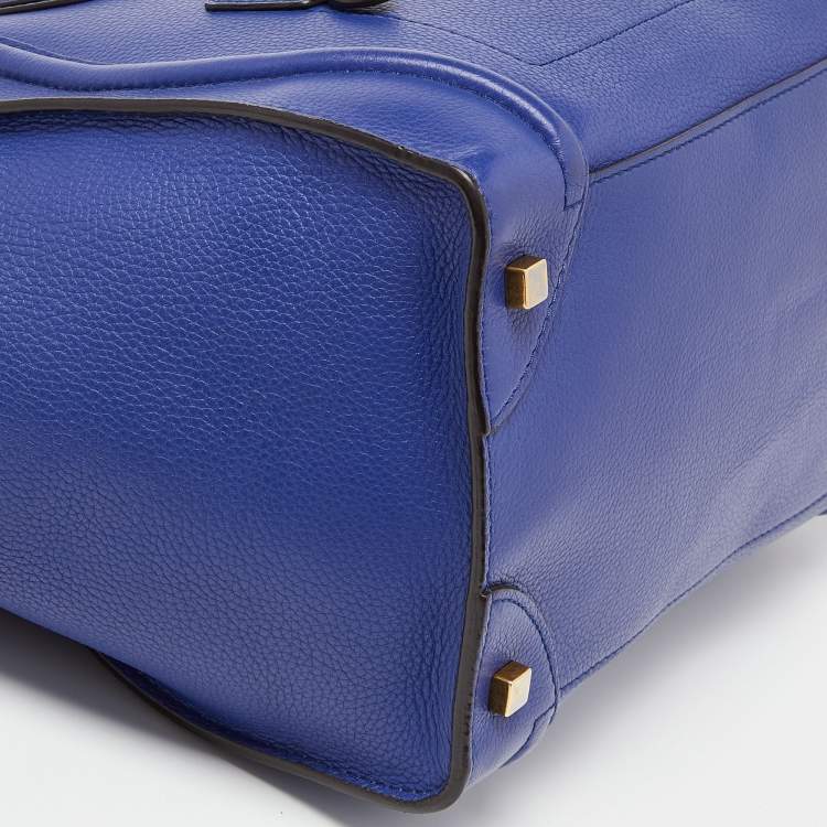 Pre Owned Celine Blue Leather Mini Luggage Tote