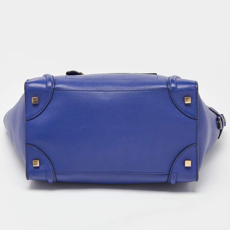 Pre Owned Celine Blue Leather Mini Luggage Tote