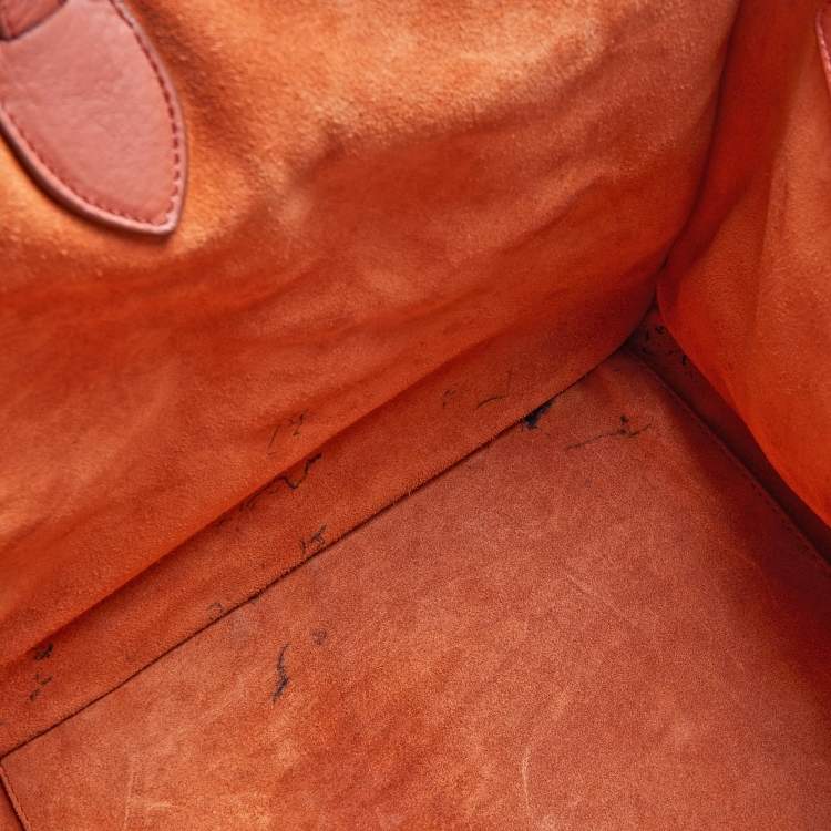 Pre Owned Celine Orange Leather Medium Phantom Luggage Tote