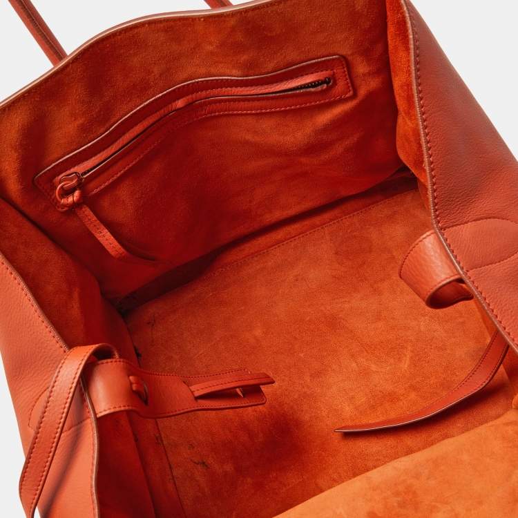 Pre Owned Celine Orange Leather Medium Phantom Luggage Tote