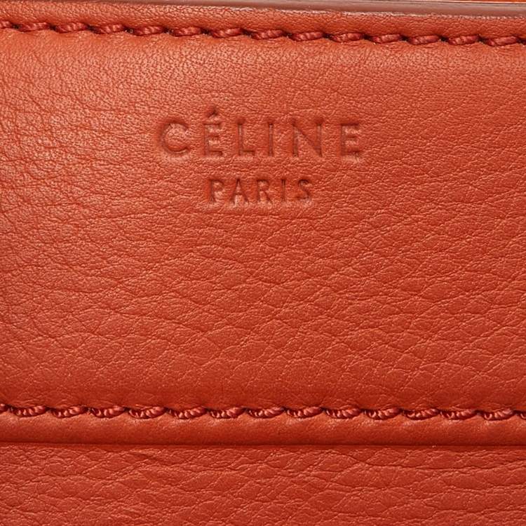 Pre Owned Celine Orange Leather Medium Phantom Luggage Tote