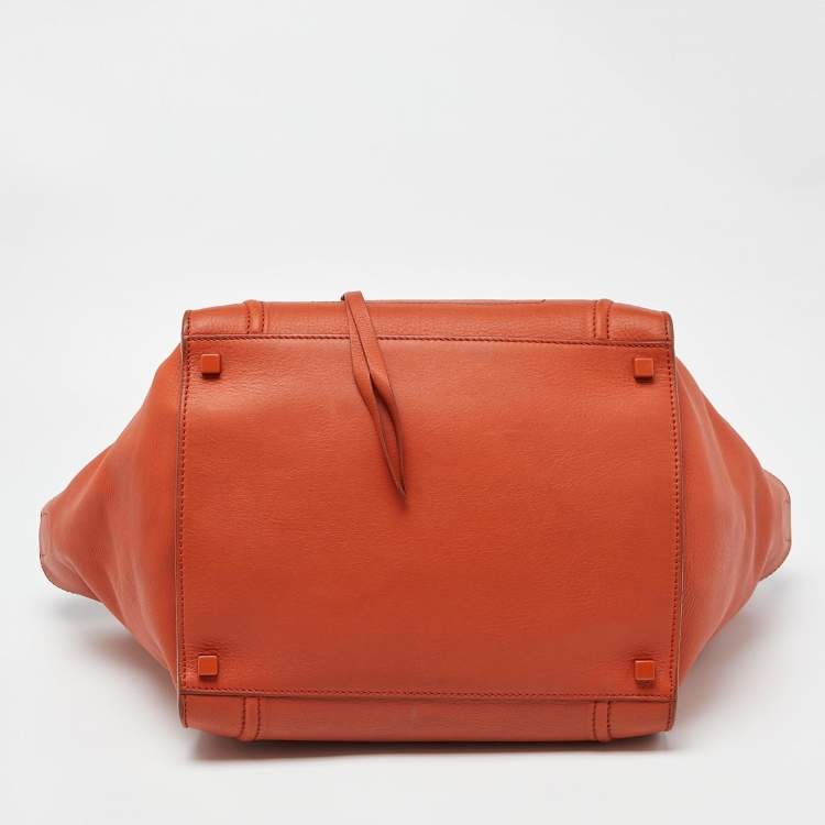 Pre Owned Celine Orange Leather Medium Phantom Luggage Tote