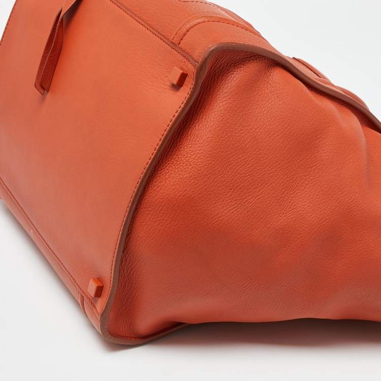 Pre Owned Celine Orange Leather Medium Phantom Luggage Tote