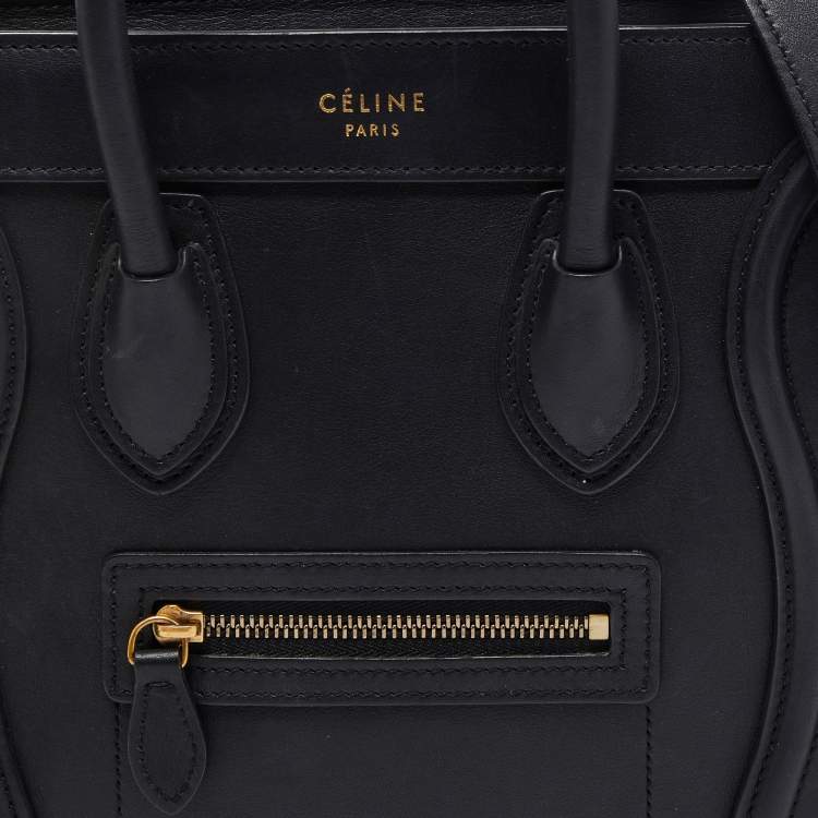 Pre Owned Celine Black Leather Nano Luggage Tote