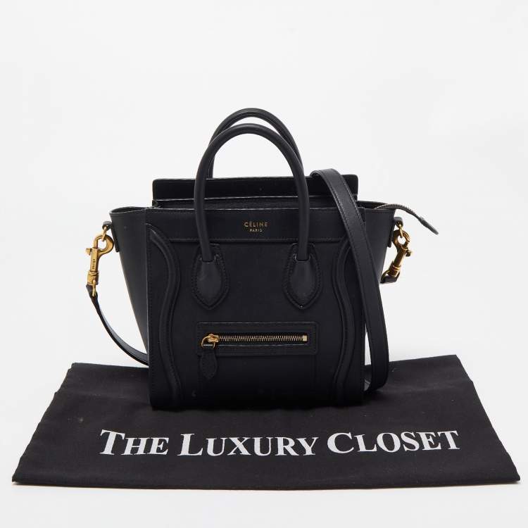 Pre Owned Celine Black Leather Nano Luggage Tote